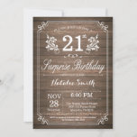 Invitación Surprise Rustic 21st Birthday Invitation Floral<br><div class="desc">Sorpresa Rústica 21ª Invitación de cumpleaños con fondo rústico de madera y patrón floral de flores. Cumpleaños de adultos. Cumpleaños de hombres o mujeres. Invite a un niño o a una Chica. 13.º 15.º 16.º 18.º 20.21.30.40.50.60.70.80.90.100. Cualquier edad. Para una mayor personalización, haga clic en el botón "Personalizar" y utilice...</div>