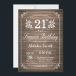 Invitación Surprise Rustic 21st Birthday Invitation Floral<br><div class="desc">Sorpresa Rústica 21ª Invitación de cumpleaños con fondo rústico de madera y patrón floral de flores. Cumpleaños de adultos. Cumpleaños de hombres o mujeres. Invite a un niño o a una Chica. 13.º 15.º 16.º 18.º 20.21.30.40.50.60.70.80.90.100. Cualquier edad. Para una mayor personalización, haga clic en el botón "Personalizar" y utilice...</div>