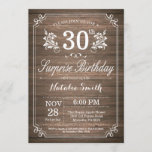 Invitación Surprise Rustic 30th Birthday Invitation Floral<br><div class="desc">Sorpresa Rústica Invitación de cumpleaños número 30 con fondo rústico de madera y patrón floral de flores. Cumpleaños de adultos. Cumpleaños de hombres o mujeres. Invite a un niño o a una Chica. 13.º 15.º 16.º 18.º 20.21.30.40.50.60.70.80.90.100. Cualquier edad. Para una mayor personalización, haga clic en el botón "Personalizar" y...</div>