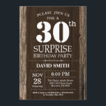 Invitación Surprise Rustic 30th Birthday Invitation Vintage<br><div class="desc">Sorpresa Rústica Invitación de cumpleaños número 30 con antecedentes de madera rústica. Vintage Retro Country. Cumpleaños de adultos. Cumpleaños de hombres o mujeres. Invite a un niño o a una Chica. 13.º 15.º 16.º 18.º 20.21.30.40.50.60.70.80.90.100. Cualquier edad. Para una mayor personalización, haga clic en el botón "Personalizar" y utilice nuestra...</div>