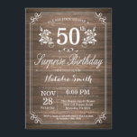 Invitación Surprise Rustic 50th Birthday Invitation Floral<br><div class="desc">Invitación a los 50 Años, Rústica y Sorpresa, con fondo de madera rústica y patrón floral. Cumpleaños de adultos. Cumpleaños de hombres o mujeres. Invite a un niño o a una Chica. 13.º 15.º 16.º 18.º 20.21.30.40.50.60.70.80.90.100. Cualquier edad. Para una mayor personalización, haga clic en el botón "Personalizar" y utilice...</div>