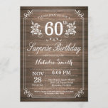 Invitación Surprise Rustic 60th Birthday Invitation Floral<br><div class="desc">Sorpresa Rústica 60 Invitación de cumpleaños con fondo rústico de madera y patrón floral de flores. Cumpleaños de adultos. Cumpleaños de hombres o mujeres. Invite a un niño o a una Chica. 13.º 15.º 16.º 18.º 20.21.30.40.50.60.70.80.90.100. Cualquier edad. Para una mayor personalización, haga clic en el botón "Personalizar" y utilice...</div>