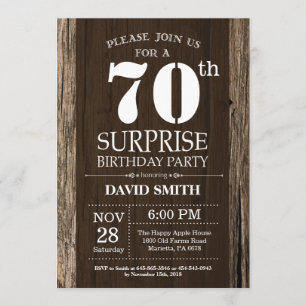 Invitación Surprise Rustic 70th Birthday Invitation Vintage