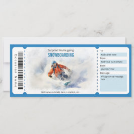 Invitación Surprise Snowboarding Ticket Voucher Template