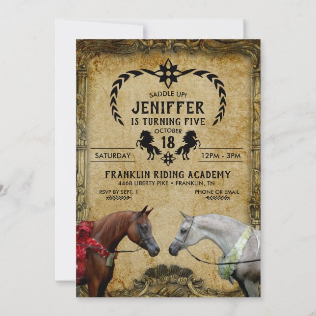 Invitación Surreal dos caballos pintando.                     (Anverso)