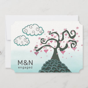 Invitación Surreal Fantasy Cherry Blossom Engagement Party
