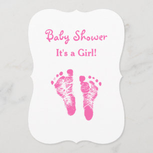 Invitación Sus huellas rosadas lindas de Baby Shower de un
