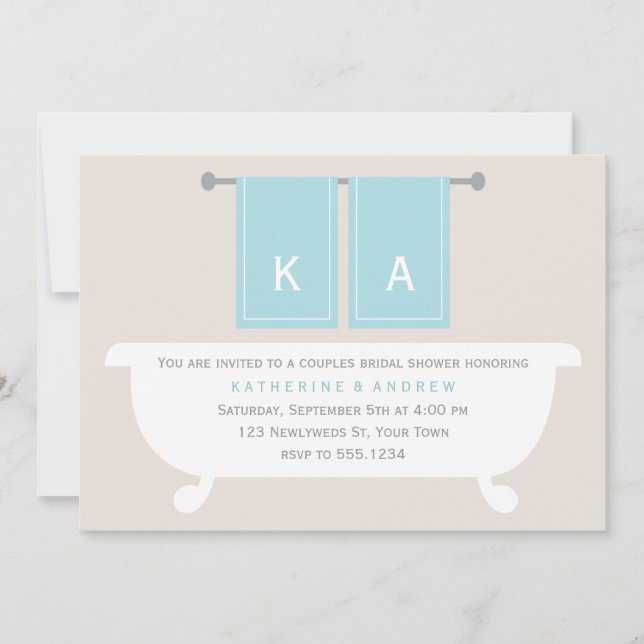 Invitación Sus toallas y sus parejas casan ducha (Anverso)