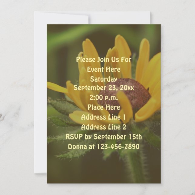 Invitación Susan Flower de ojos negros (Anverso)