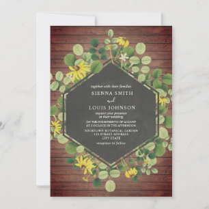 Invitación Susan Wildflower Boda de madera de color negro