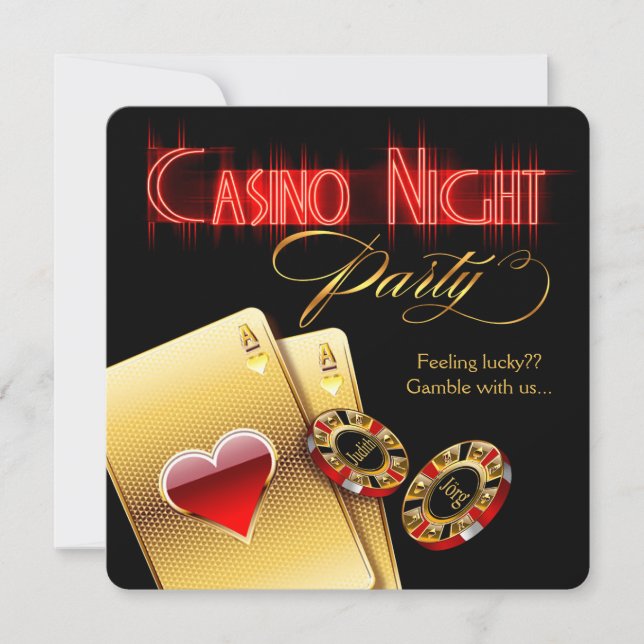 Invitación Susanne Vegas Casino Night Birday Party (Anverso)