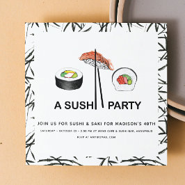 Invitación Sushi Cumpleaños Party Moderno Simple