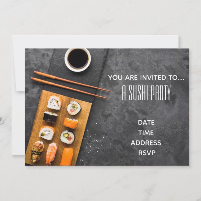 Invitación Sushi Fiesta fiesta japonés elegante (Anverso)