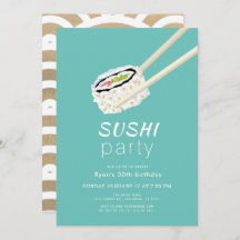 Sushi Fiesta Simple Turquesa & Oro Cumpleaños