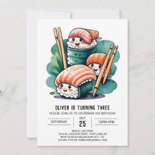 Invitación Sushi Noche Impresión Cumpleaños