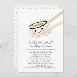 Invitación Sushi Roll Kawaii Baby Shower por correo