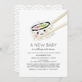 Invitación Sushi Roll Kawaii Drive-by Baby Shower