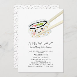 Invitación Sushi Roll Kawaii Virtual Baby Shower