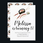 Invitación Sushi Roll Salmon Adolescente Birthday Hibachi Res<br><div class="desc">Ilustracion de invitaciones de rollo de sushi diseñado por Dream Big Digital Design</div>