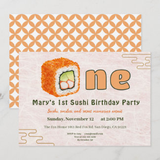 Invitación Sushi-Themed 1st Birthday Invitation