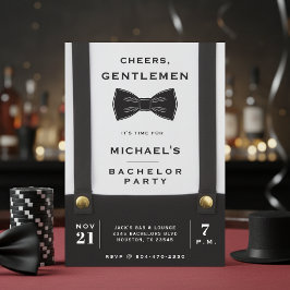Invitación Suspenders Bowtie Cheers Gentlemen Bachelor Party