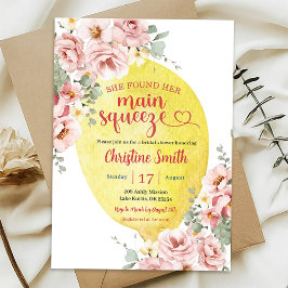 Invitación Suspensión de Brisas de Limón Floral Rosada Rubor