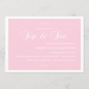 Invitación Suspensión De Damasco Rosa Y Blanco Y Ver Invitaci