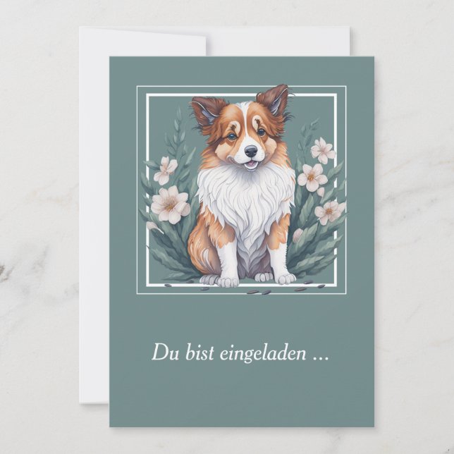 Invitación Süßer Collie umringt von Blumen -  (Anverso)