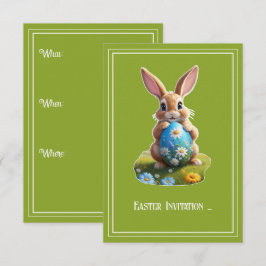 Invitación Süßer Osterhase mit einem Osterei - 