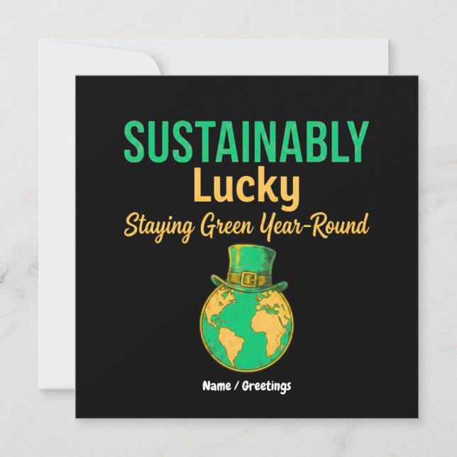 Invitación Sustainably Lucky Earth Eco-Friendly Green Living  (Anverso)
