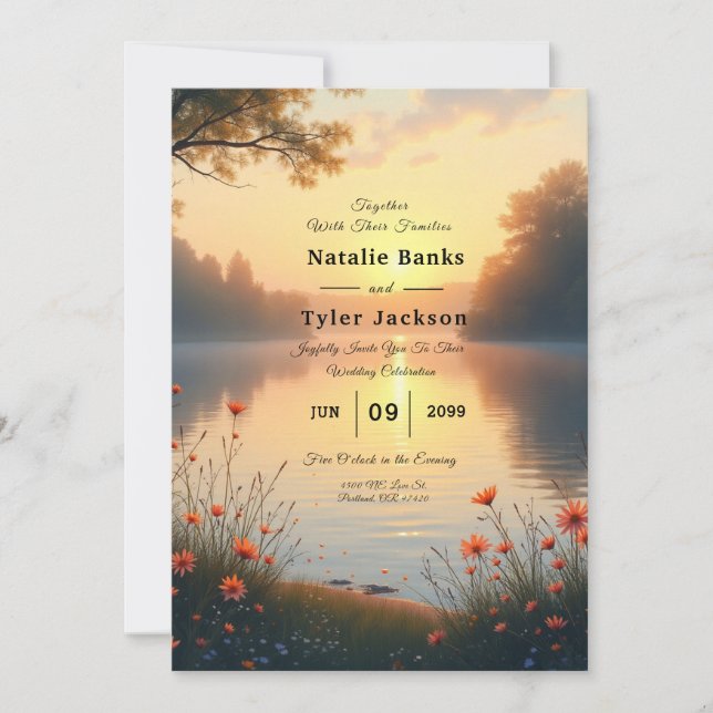 Invitación Susurros al borde del lago junto al agua (Anverso)