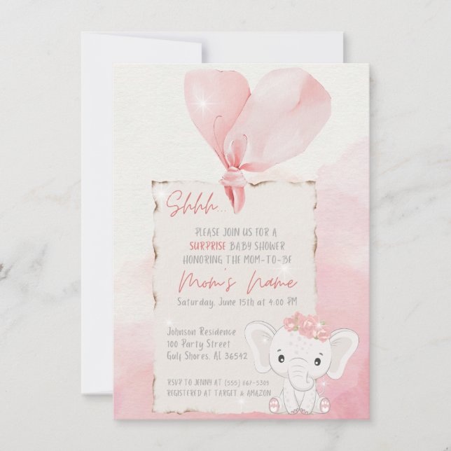 Invitación Susurros de alegría: Baby Shower espera una sorpre (Anverso)