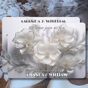 Invitación Susurros de Flores Blancas Delicada Boda