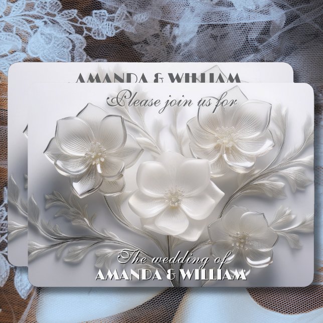 Invitación Susurros de Flores Blancas Delicada Boda (Subido por el creador)