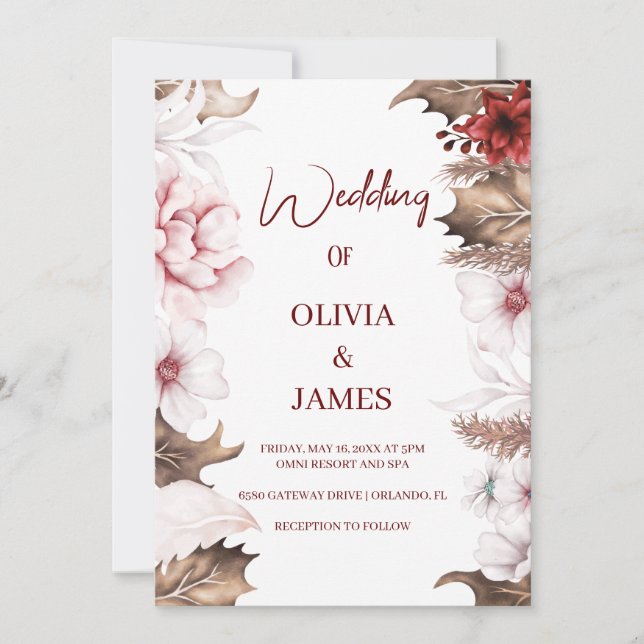Invitación Susurros de flores silvestres: Un elegante Boda de (Anverso)