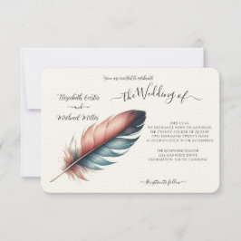 Invitación Susurros de Grace Feathered Elegance Minimalismo