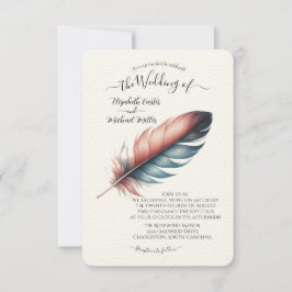 Invitación Susurros de Grace Feathered Elegance Minimalismo