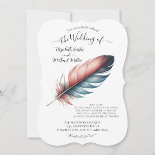 Invitación Susurros de Grace Feathered Elegance Minimalismo