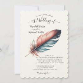 Invitación Susurros de Grace Feathered Elegance Minimalismo