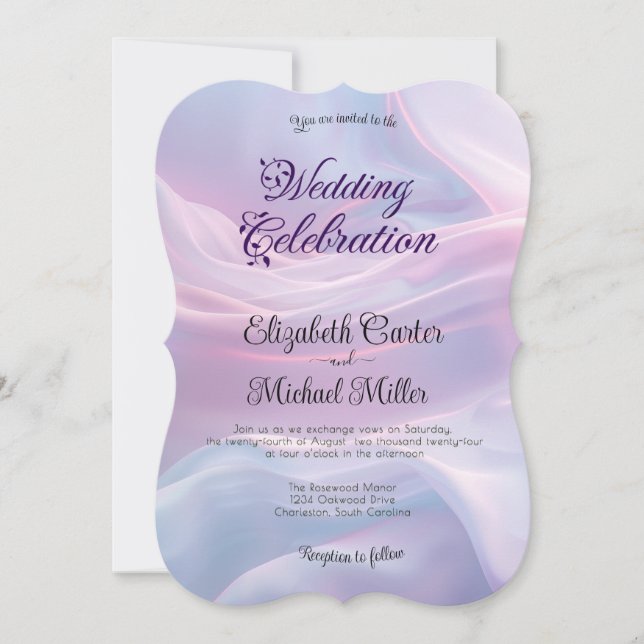 Invitación Susurros de seda: Olas negras pasteles de ensueño  (Anverso)