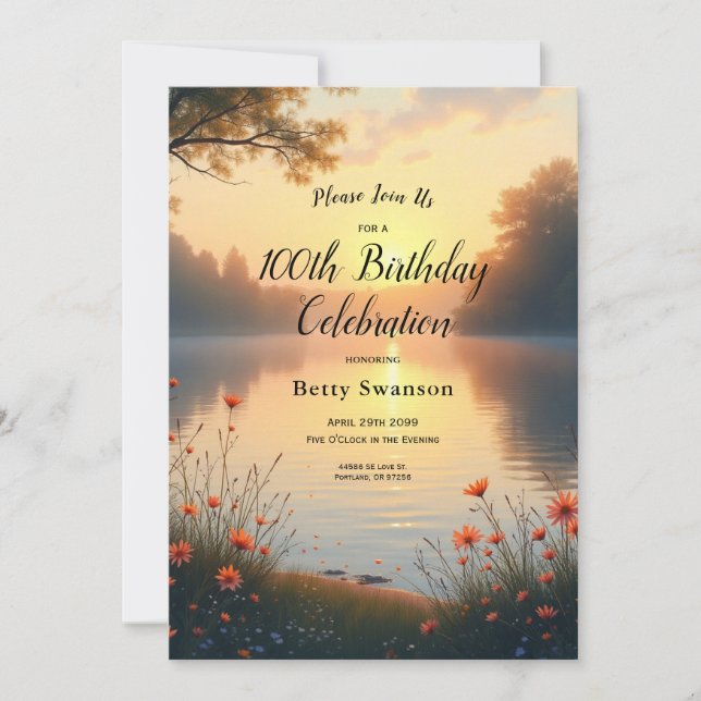 Invitación Susurros del Crepúsculo junto al Lago (Anverso)