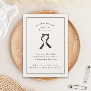 Invitación Sutil Black Bow Classic Baby Shower