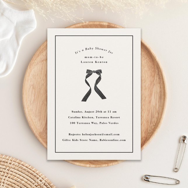 Invitación Sutil Black Bow Classic Baby Shower (Subido por el creador)