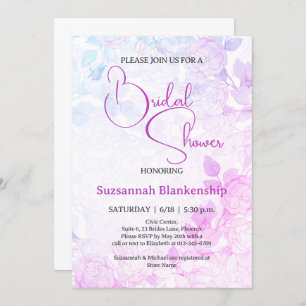Invitación Sutil Pastel Floral Fondo Brillante
