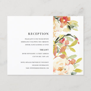 INVITACIÓN SUTIL RUBOR ROSA DURAZNO ACUARELA FLORA RECEPCIÓN