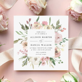 Invitación Sutiles Flores | Boda Cuadrada