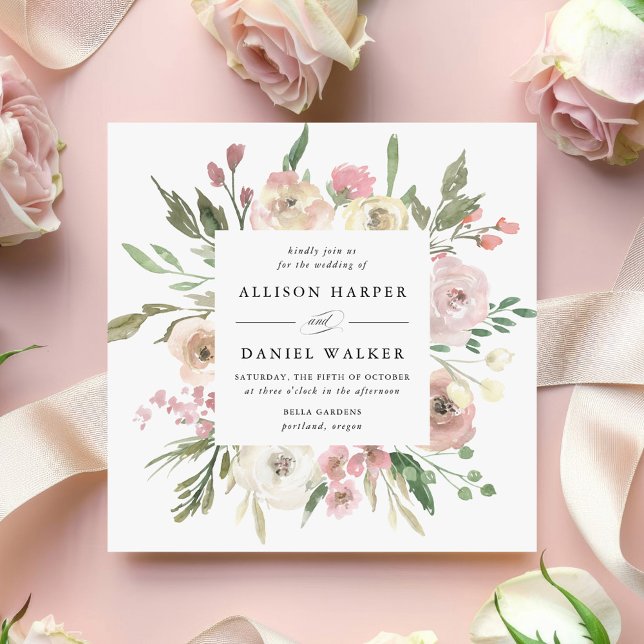 Invitación Sutiles Flores | Boda Cuadrada (Subido por el creador)