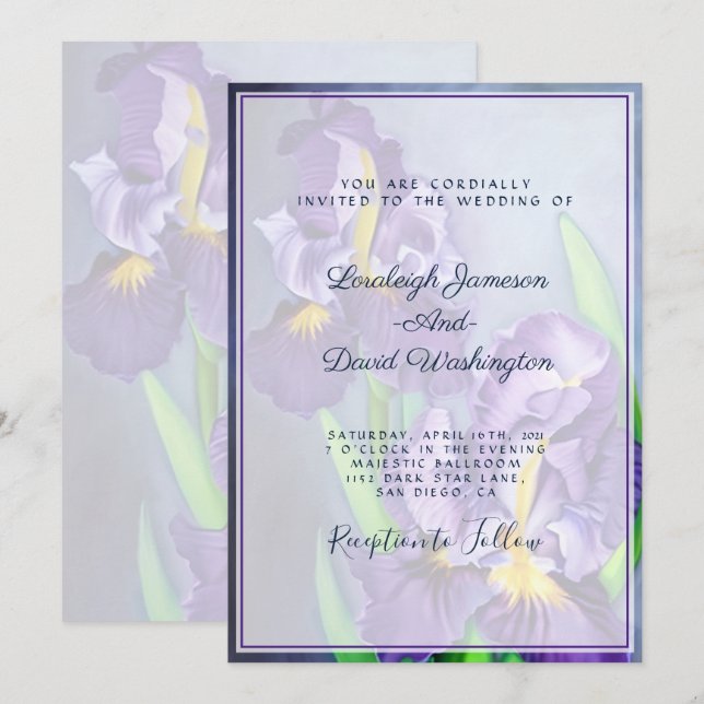 Invitación Sutiles iris morados a medida Boda (Anverso / Reverso)