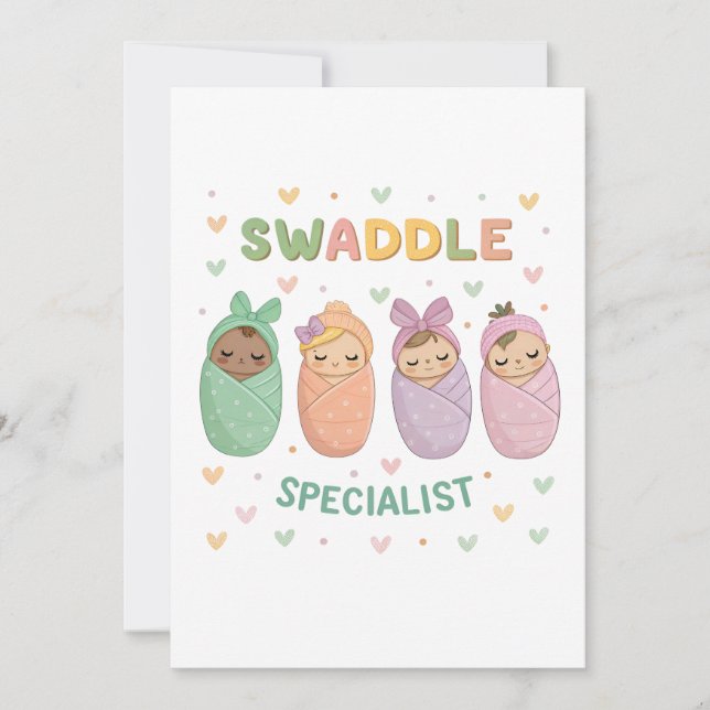 Invitación Swaddle Specialist Cute Baby Illustration (Anverso)