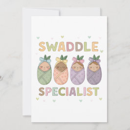 Invitación Swaddle Specialist Pastel Baby Illustration